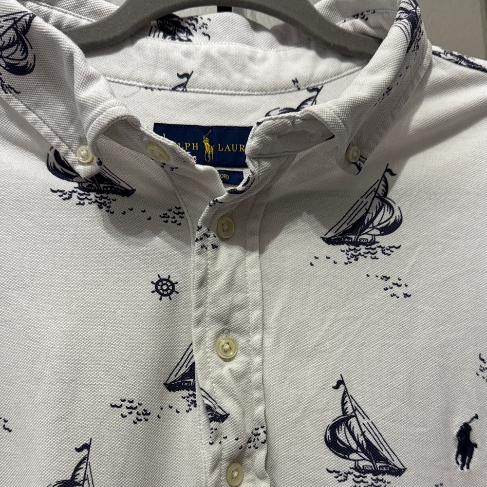 Ralph Lauren Blue Label White Sailboat XL Polo Shirt - Picture 3 of 9